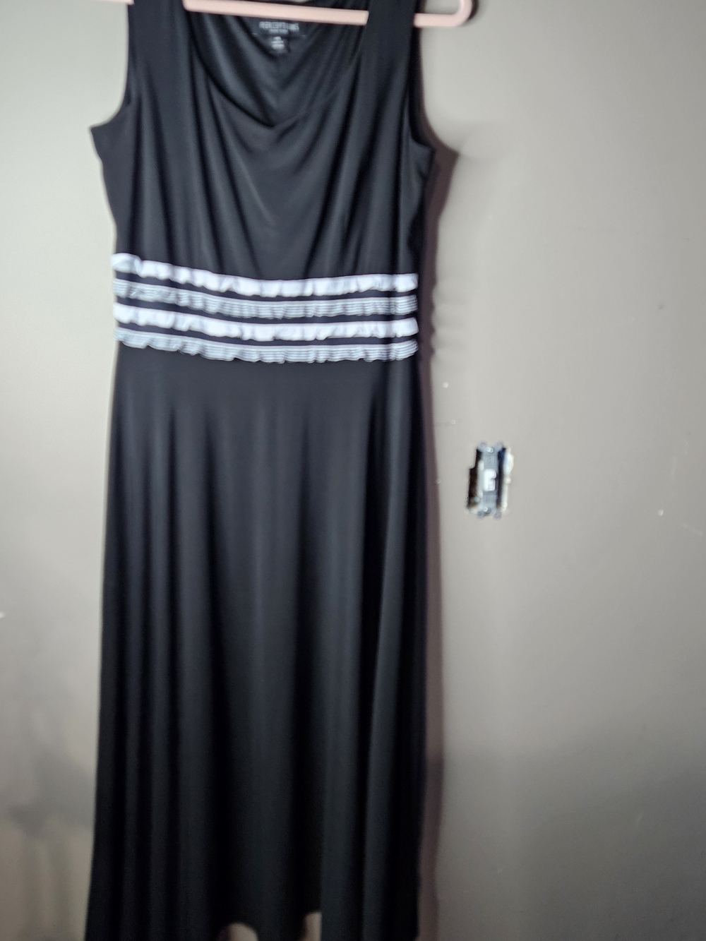 Perceptions Black Maxi Dress with White Striped Waistband